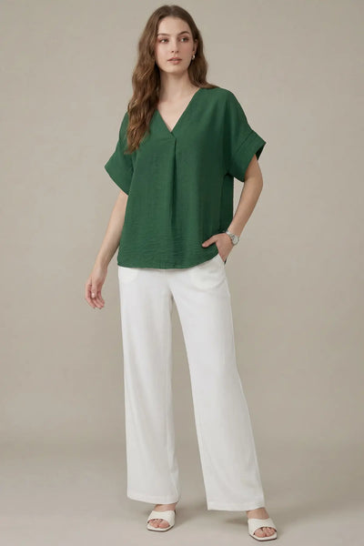 Drop Short Sleeve Woven Top