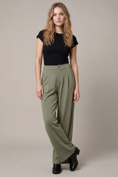 Front Pleated Knit Pants