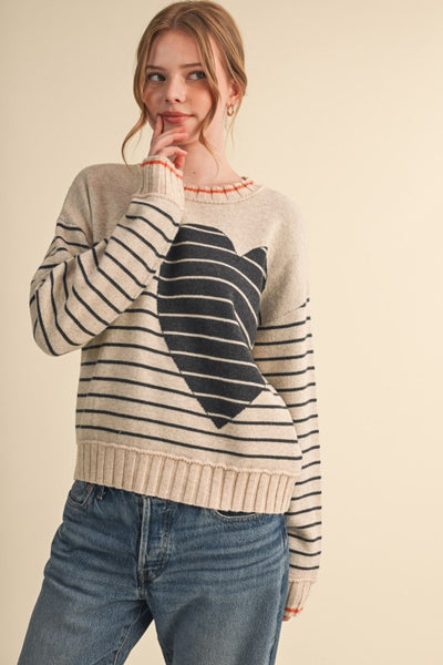 Heart stripe sweater