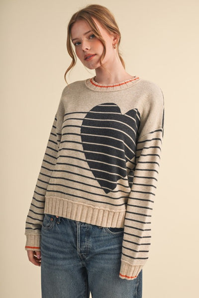 Heart stripe sweater