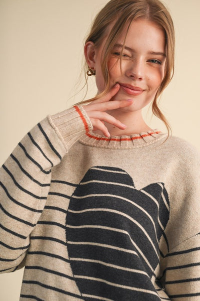 Heart stripe sweater
