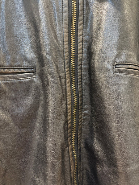 Washed Leather Zip Up Jacket