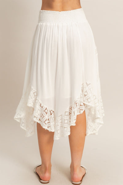 Smocked Lace Hem Skirt