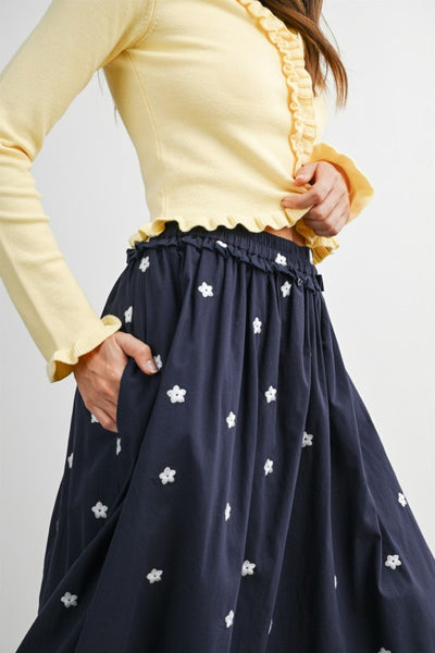Floral Ruffle Maxi Skirt