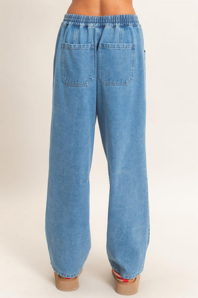 Elastic Waist Denim Pants