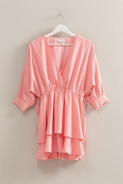 Surplice V Neck Ruffle Dress