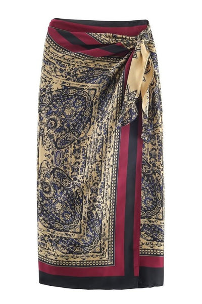 Paisley Print Wrap Skirt