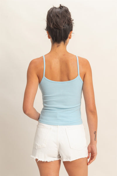 Striped Snap Button Henley Top