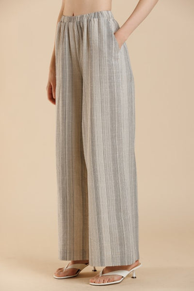 Cotton Stripe Wide Leg Pants