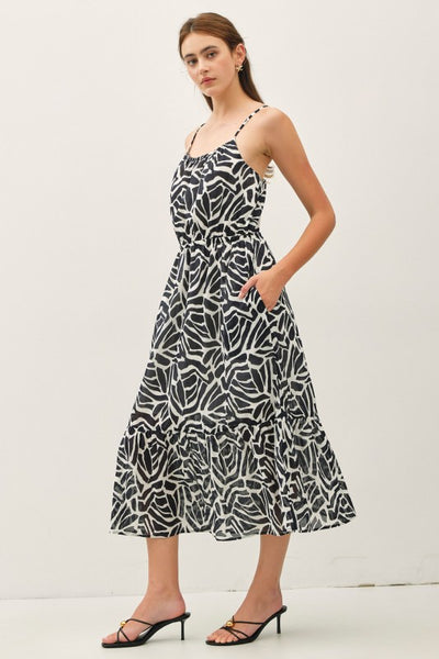 Geo Printed Cotton Midi Dress