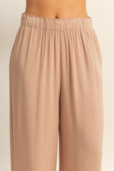 High Waist Woven Wide Leg Pants