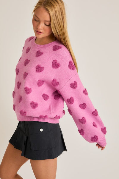 Crew Neck Heart Sweater