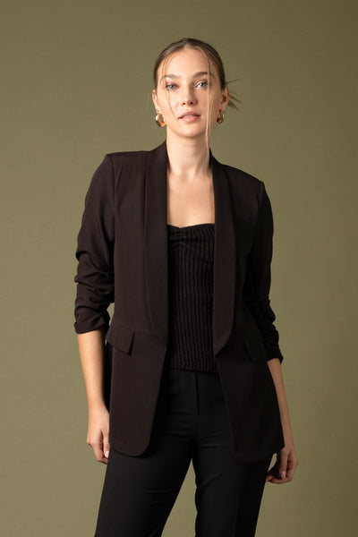 Ruched Sleeve Blazer