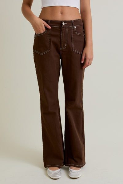 Mid Rise Boot Cut Pants