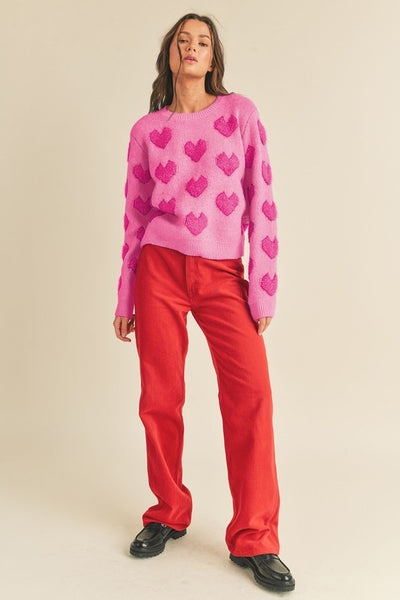 Fuzzy Heart Sweater