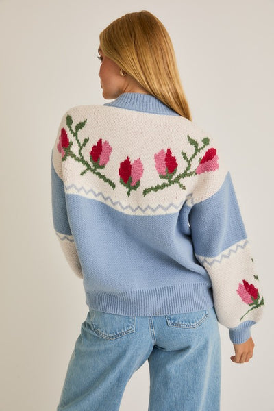 Floral Pattern Sweater Jacket