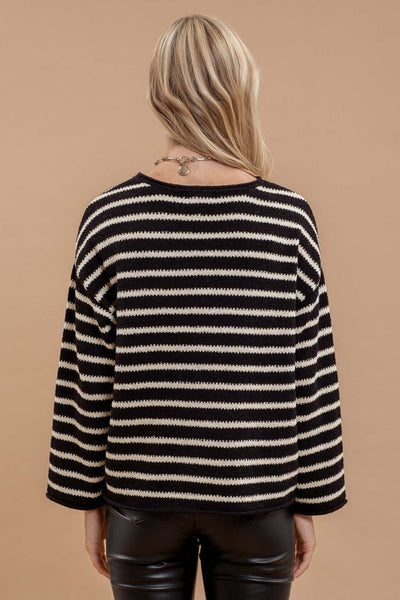 Stripe Boat Neck Knit Sweater