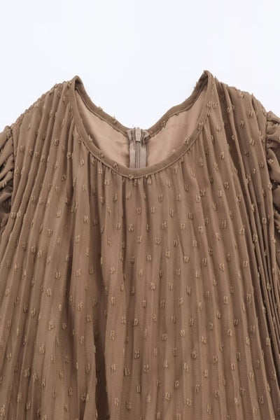 Pleated Long Sleeve Dress