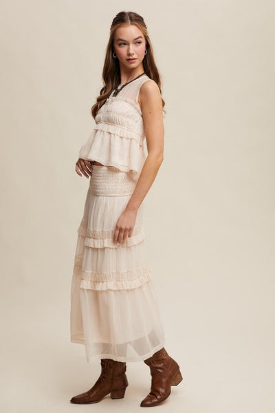 Peplum Top And Ruffle Skirt Set