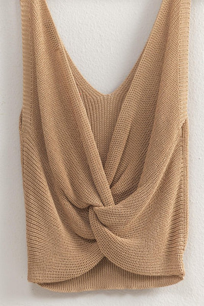 Sleeveless Twist Back Knit Top