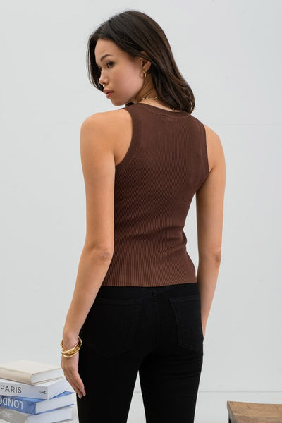 Round Neck Sweater Knit Tank Top