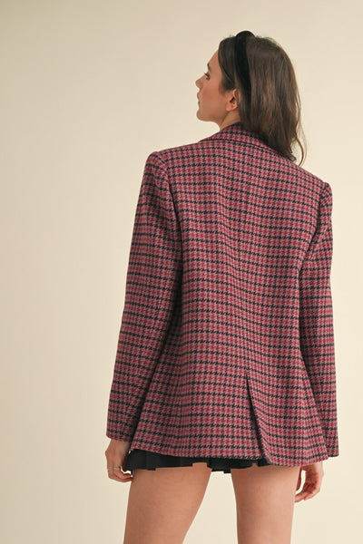 Wool Blend Houndstooth Coat