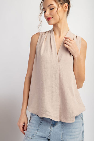 Solid Sleeveless V Neck Top