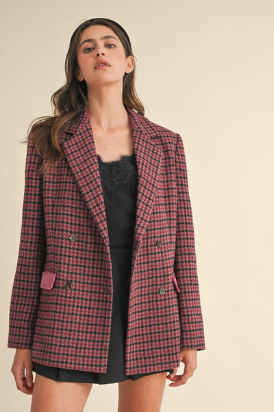 Wool Blend Houndstooth Coat