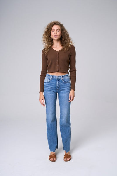 Wide Straight Scissor Hem Jeans