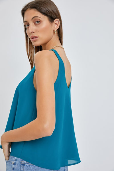 Sleeveless V Neck Solid Top