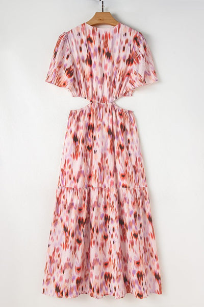 Abstract Flutter Sleeve Dress