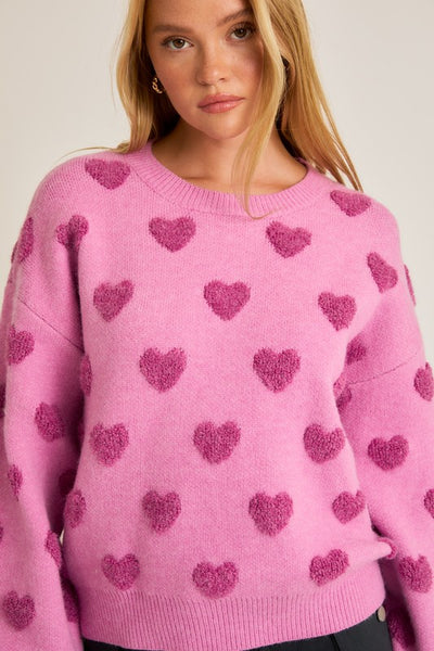 Crew Neck Heart Sweater