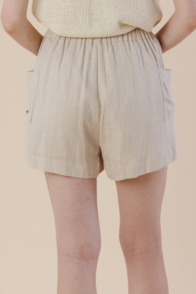 Linen Blend Elastic Shorts