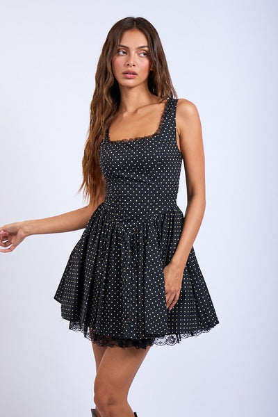 Polka Dot Fit And Flare Mini Dress