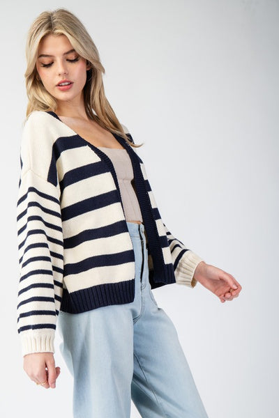 Striped Cropped Cardigan