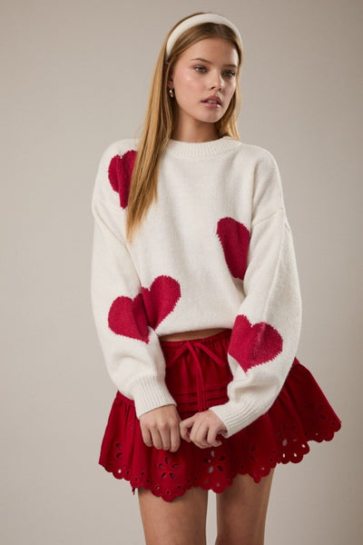 Red White Crew Neck Sweater