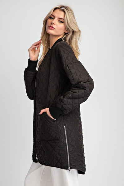 Textured Zip Up Tunic Jacket