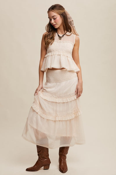 Peplum Top And Ruffle Skirt Set