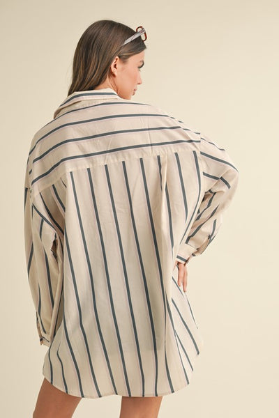 Oversized Striped Shirt Dress