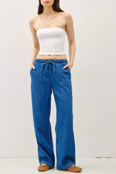 Denim Look Wide Leg Pants