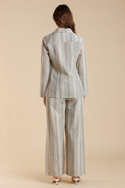 Cotton Stripe Wide Leg Pants