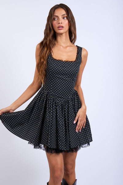 Polka Dot Fit And Flare Mini Dress