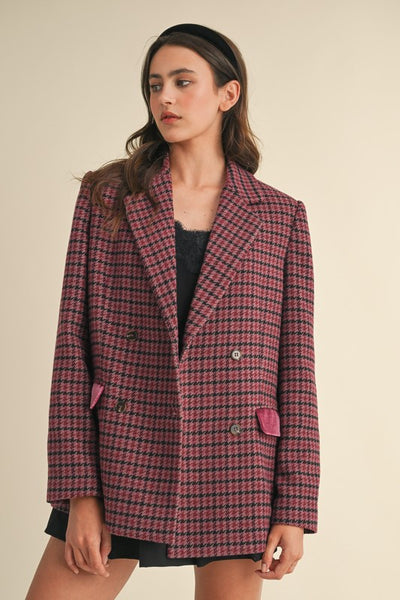 Wool Blend Houndstooth Coat