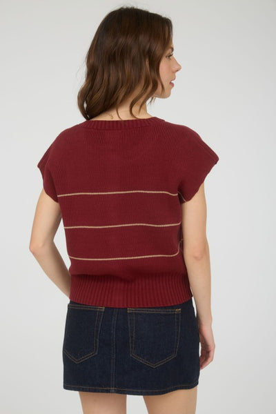 Stripe Short Sleeve Cardigan