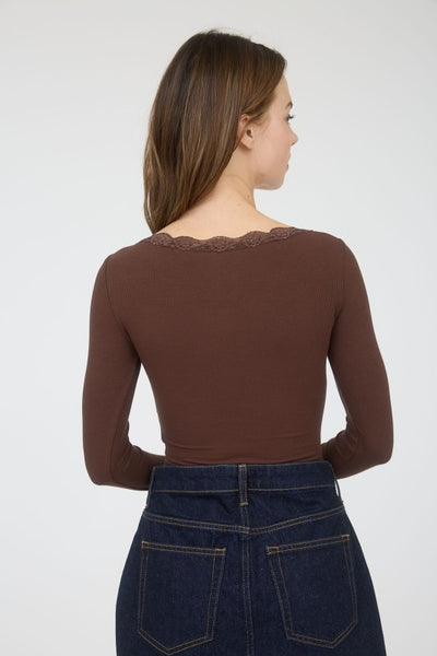 Lace Trim Knit Top