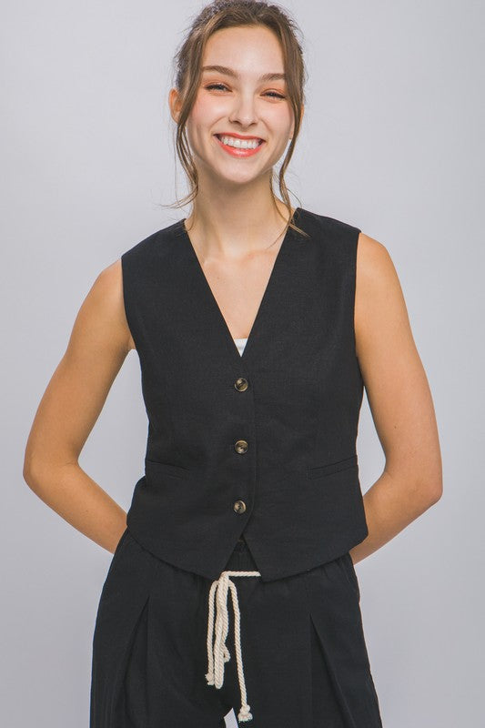 Linen Button Down Vest Top – Unity Clothing Inc. North Vancouver