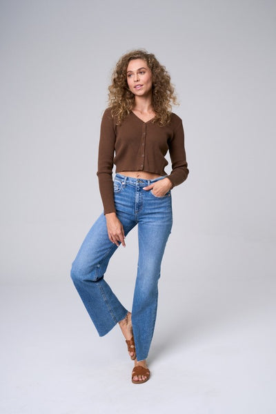 Wide Straight Scissor Hem Jeans