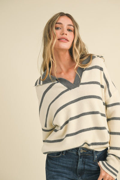 Striped Collared Sweater