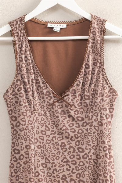 Leopard Mesh Bodycon Mini Dress