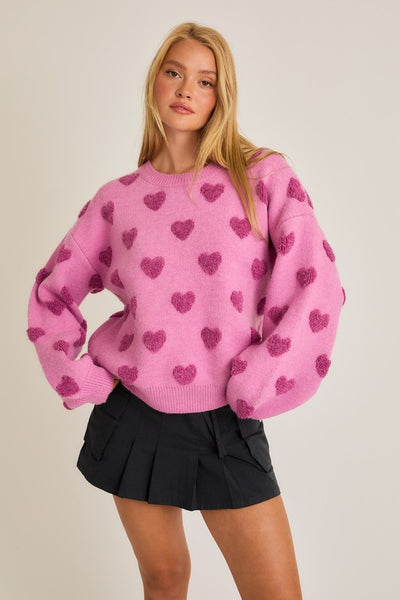 Crew Neck Heart Sweater